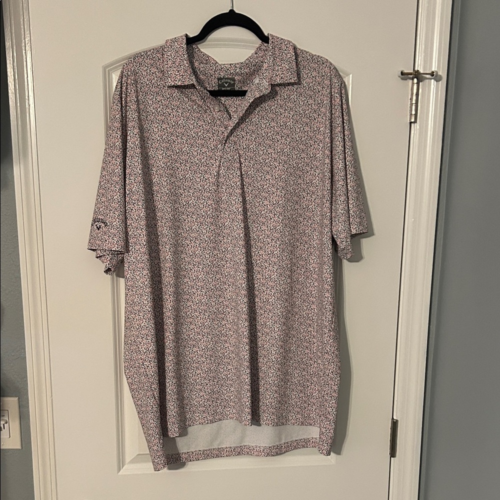 Callaway Men’s Golf Polo Shirt XL – Red, White & Blue Abstract Print